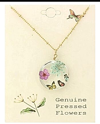 genuine pressed flowers necklace orem ut